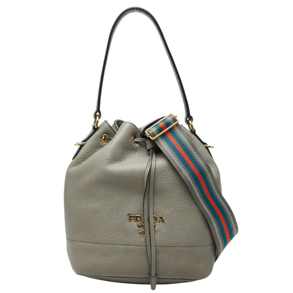 Prada Arque Vitello Daino Leather Hobo Shoulder Bag Gray